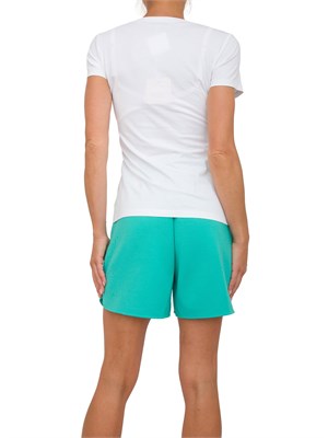 T-shirt bianca Liu Jo donna con logo motivo floreale e contorno strass in DONNA