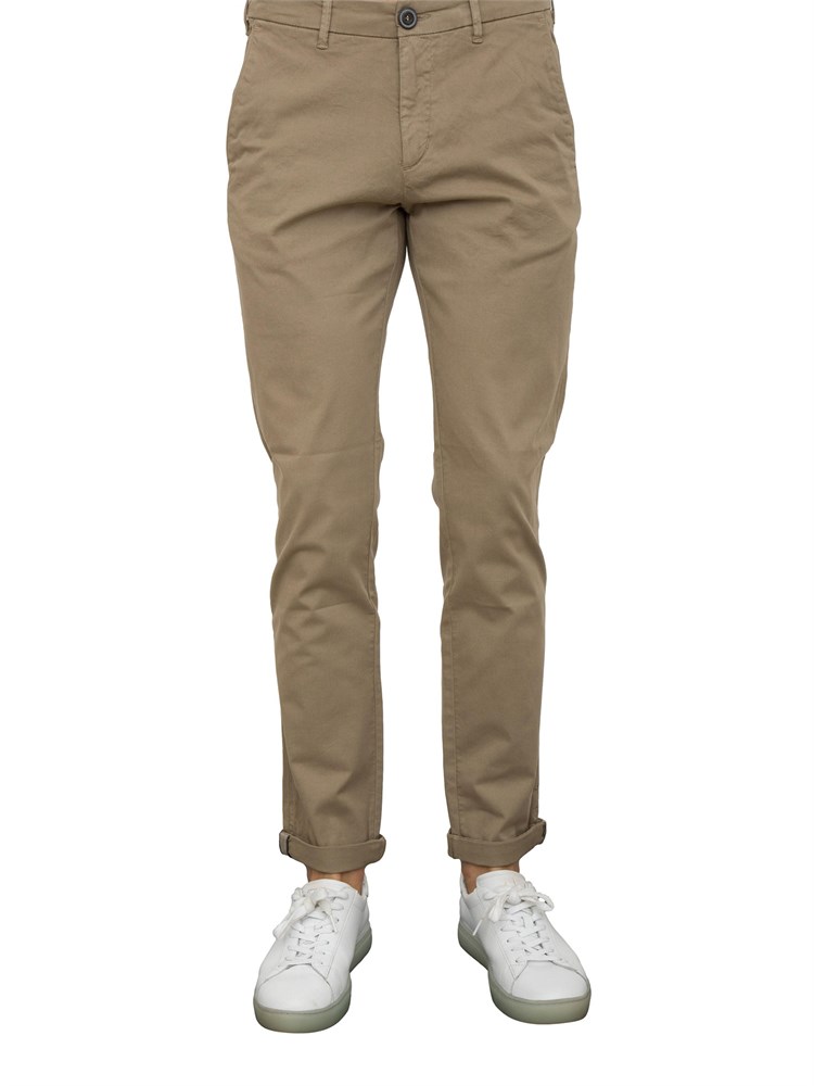 Pantalone chino Aiace Galassi in gabardina stretch taupe