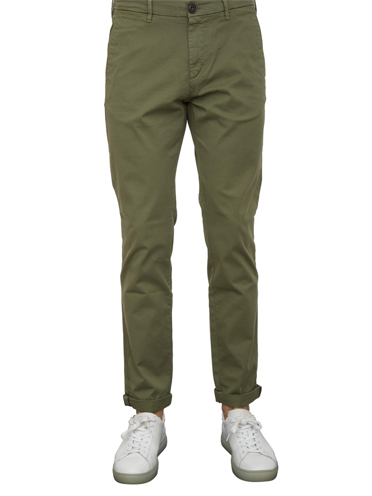 Pantalone chino Aiace Galassi in gabardina stretch verde