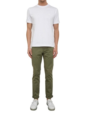 Pantalone chino Aiace Galassi in gabardina stretch verde in UOMO