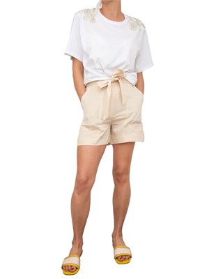Shorts donna beige Guess Jeans in misto lino in DONNA