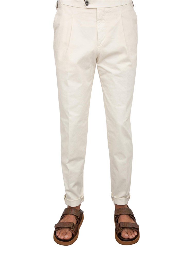 Pantalone uomo chino Peserico in gabardina di cotone stretch bianco