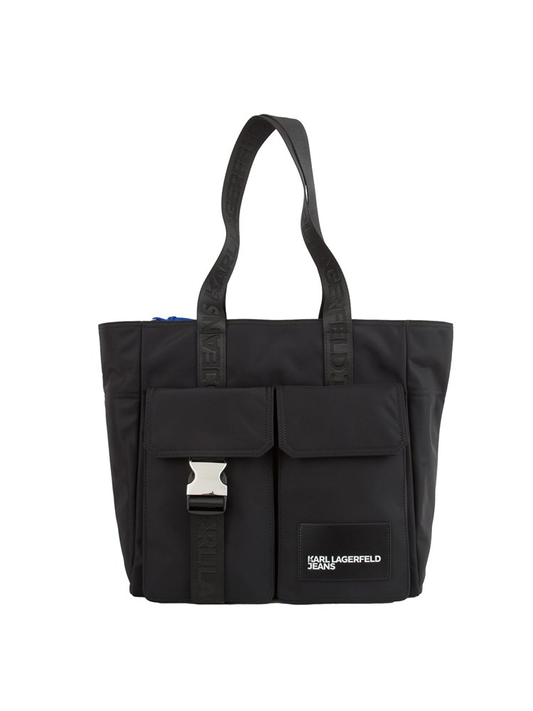Borsa tote donna Karl Lagerfeld Jeans in nylon nero con tasche
