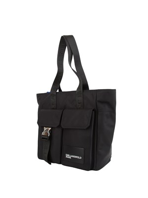 Borsa tote donna Karl Lagerfeld Jeans in nylon nero con tasche in DONNA