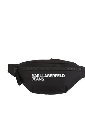 Marsupio Karl Lagerfeld Jeans in nylon nero con cintura logo a contrasto in DONNA