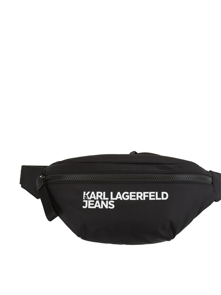 Marsupio Karl Lagerfeld Jeans in nylon nero con cintura logo a contrasto