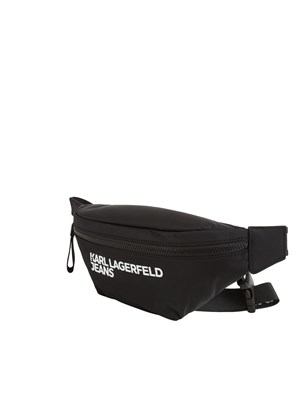 Marsupio Karl Lagerfeld Jeans in nylon nero con cintura logo a contrasto in DONNA