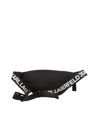 Marsupio Karl Lagerfeld Jeans in nylon nero con cintura logo a contrasto in DONNA