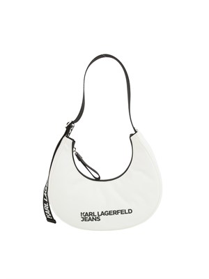 Borsa a spalla Karl Lagerfeld Jeans in similpelle bianca con logo lettering a contrasto in DONNA
