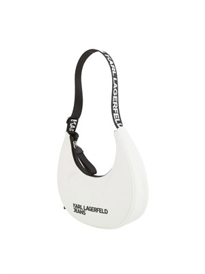 Borsa a spalla Karl Lagerfeld Jeans in similpelle bianca con logo lettering a contrasto in DONNA