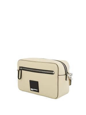 Borsa a tracolla Karl Lagerfeld Jeans in similpelle beige con patch logo a contrasto in DONNA