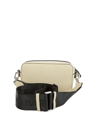 Borsa a tracolla Karl Lagerfeld Jeans in similpelle beige con patch logo a contrasto in DONNA
