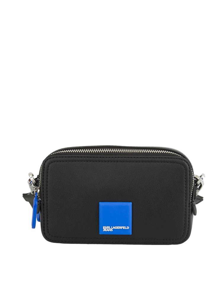 Borsa a tracolla Karl Lagerfeld Jeans in nylon nero con tracolla logo