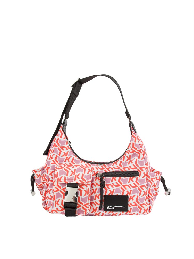 Borsa utility Karl Lagerfeld Jeans in nylon con stampa logo colorato all over e tasche