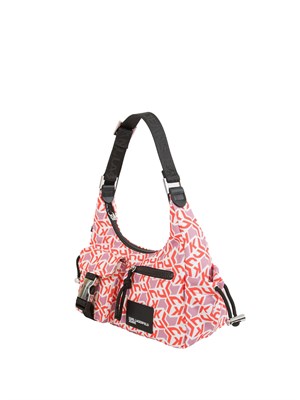 Borsa utility Karl Lagerfeld Jeans in nylon con stampa logo colorato all over e tasche in DONNA
