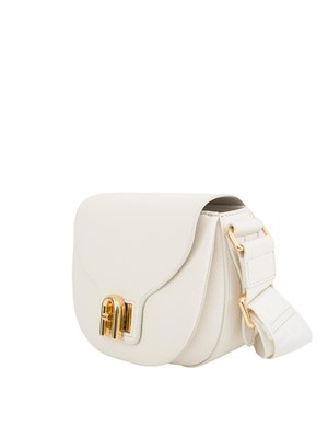 Borsa a tracolla donna Furla Lotus in pelle martellata bianca in DONNA