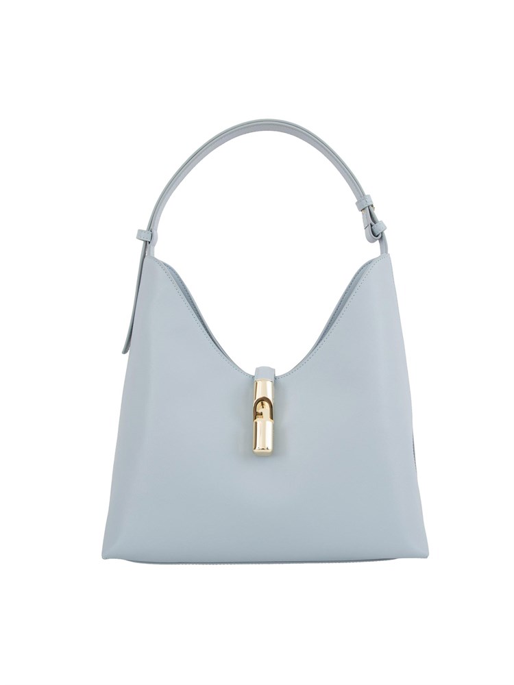 Borsa a spalla donna Furla Goccia M in pelle celeste
