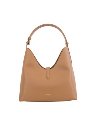 Borsa a spalla donna Furla Goccia M in pelle color cuoio in DONNA