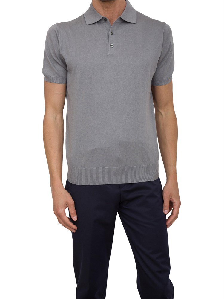 Polo Coneliani grigio in misto seta
