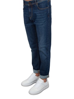 Jeans blu Corneliani uomo con lavaggio scuro ed  effetto used in UOMO