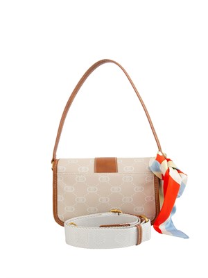 Borsa a spalla Liu Jo donna in tessuto beige con stampa logo all over in DONNA