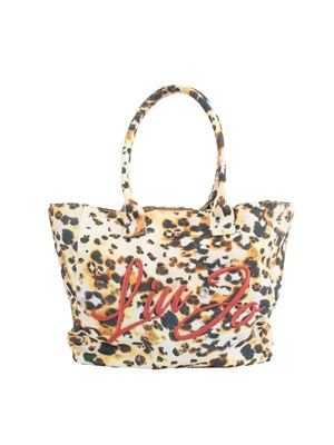 Borsa a spalla Liu Jo mare con stampa animalier all over e logo lettering ricamato in DONNA