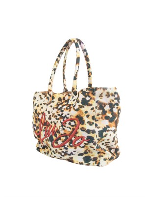 Borsa a spalla Liu Jo mare con stampa animalier all over e logo lettering ricamato in DONNA
