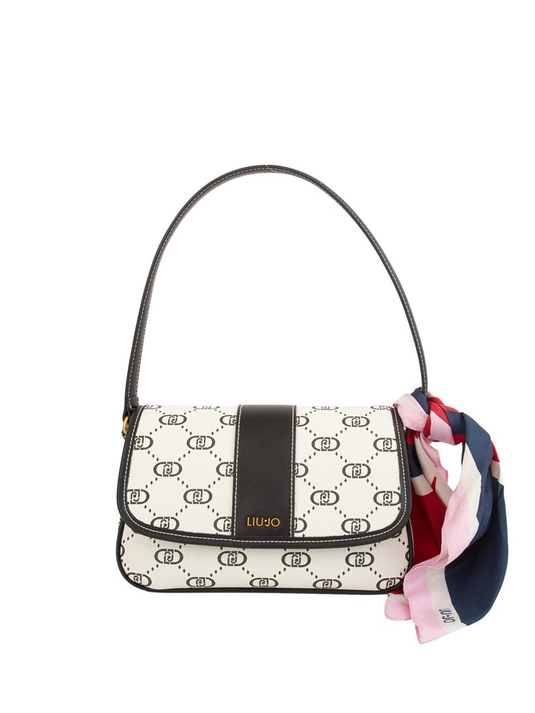 Borsa a spalla Liu Jo donna in tessuto avorio con stampa logo all over