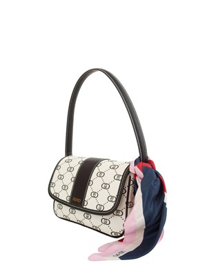 Borsa a spalla Liu Jo donna in tessuto avorio con stampa logo all over in DONNA