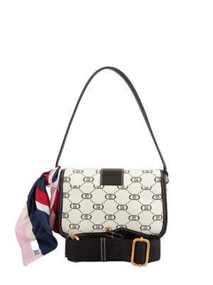 Borsa a spalla Liu Jo donna in tessuto avorio con stampa logo all over in DONNA