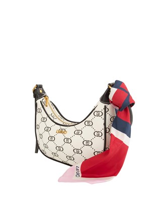 Borsa a spalla Liu Jo donna in ecopelle avorio con stampa logo all over e foulard in DONNA