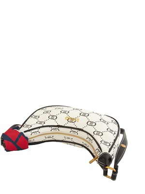 Borsa a spalla Liu Jo donna in ecopelle avorio con stampa logo all over e foulard in DONNA