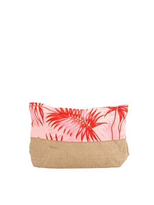 Pochette donna Liu Jo in tessuto fantasia rosa e rafia con frange in DONNA