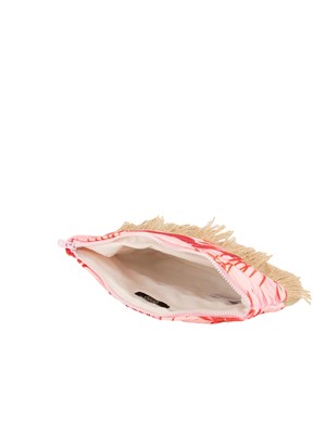 Pochette donna Liu Jo in tessuto fantasia rosa e rafia con frange in DONNA