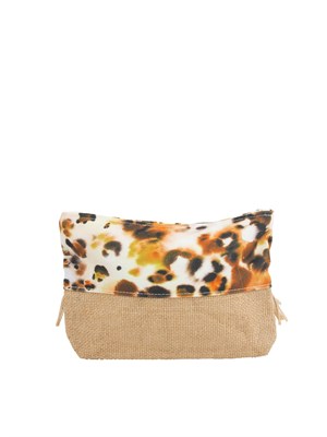 Pochette donna Liu Jo in tessuto stampa animalier e rafia con frange in DONNA
