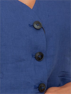 Gilet aderente Emme Marella in puro lino blu in DONNA
