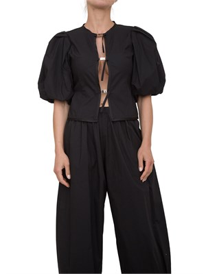 Blusa Pinko in cotone nera con fibbie in metallo in DONNA