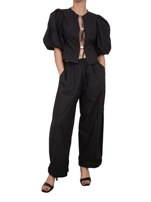 Blusa Pinko in cotone nera con fibbie in metallo in DONNA