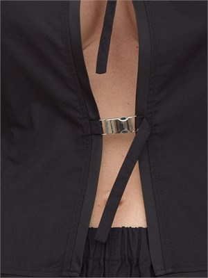 Blusa Pinko in cotone nera con fibbie in metallo in DONNA