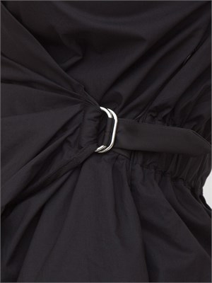 Abito corto Pinko in popeline nero con incrocio e gonna a palloncino in DONNA