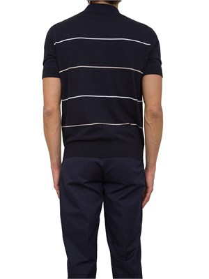 Cardigan polo Peserico blu in filato di puro cotone in UOMO