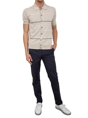 Cardigan polo Peserico beige in filato di puro cotone in UOMO
