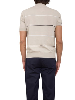 Cardigan polo Peserico beige in filato di puro cotone in UOMO