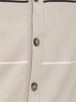 Cardigan polo Peserico beige in filato di puro cotone in UOMO