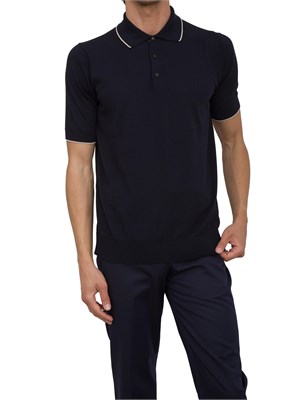 Polo Peserico in filato di puro cotone blu in UOMO
