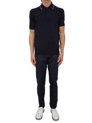 Polo Peserico in filato di puro cotone blu in UOMO