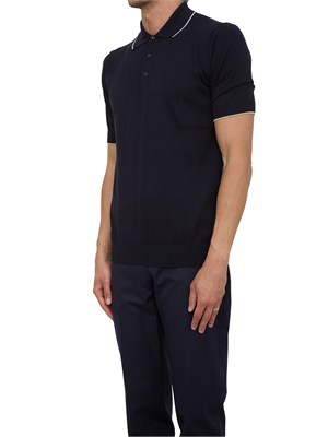 Polo Peserico in filato di puro cotone blu in UOMO