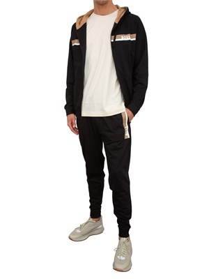 T-shirt Boss uomo in jersey di cotone avorio con logo tono su tono in UOMO