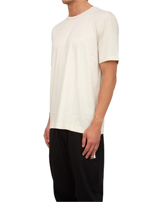 T-shirt Boss uomo in jersey di cotone avorio con logo tono su tono in UOMO