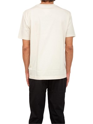 T-shirt Boss uomo in jersey di cotone avorio con logo tono su tono in UOMO